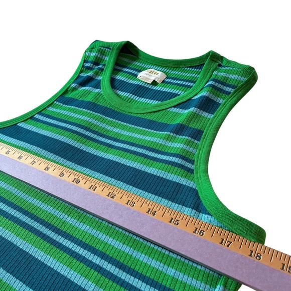 Maeve Anthropologie Tank Top Striped Green Blue Ribbed Sleeveless Casual - Picture 4 of 6